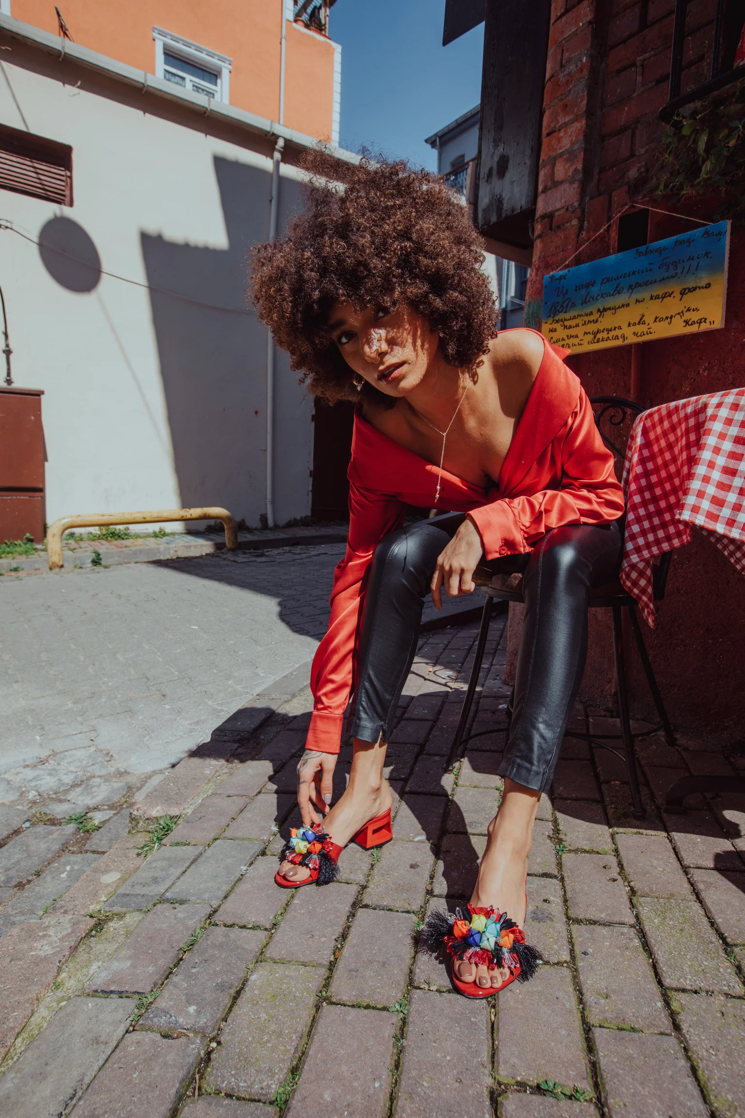 The Vigo Red Leather Block Heel Women Sandal - Image 11