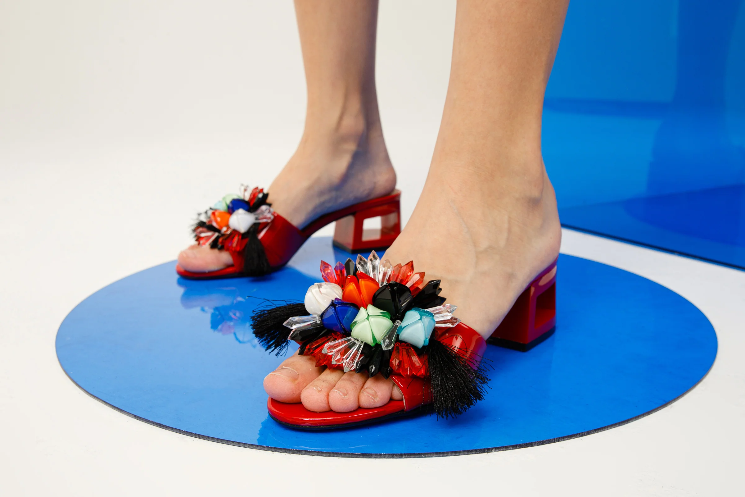 The Vigo Red Leather Block Heel Women Sandal - Image 16
