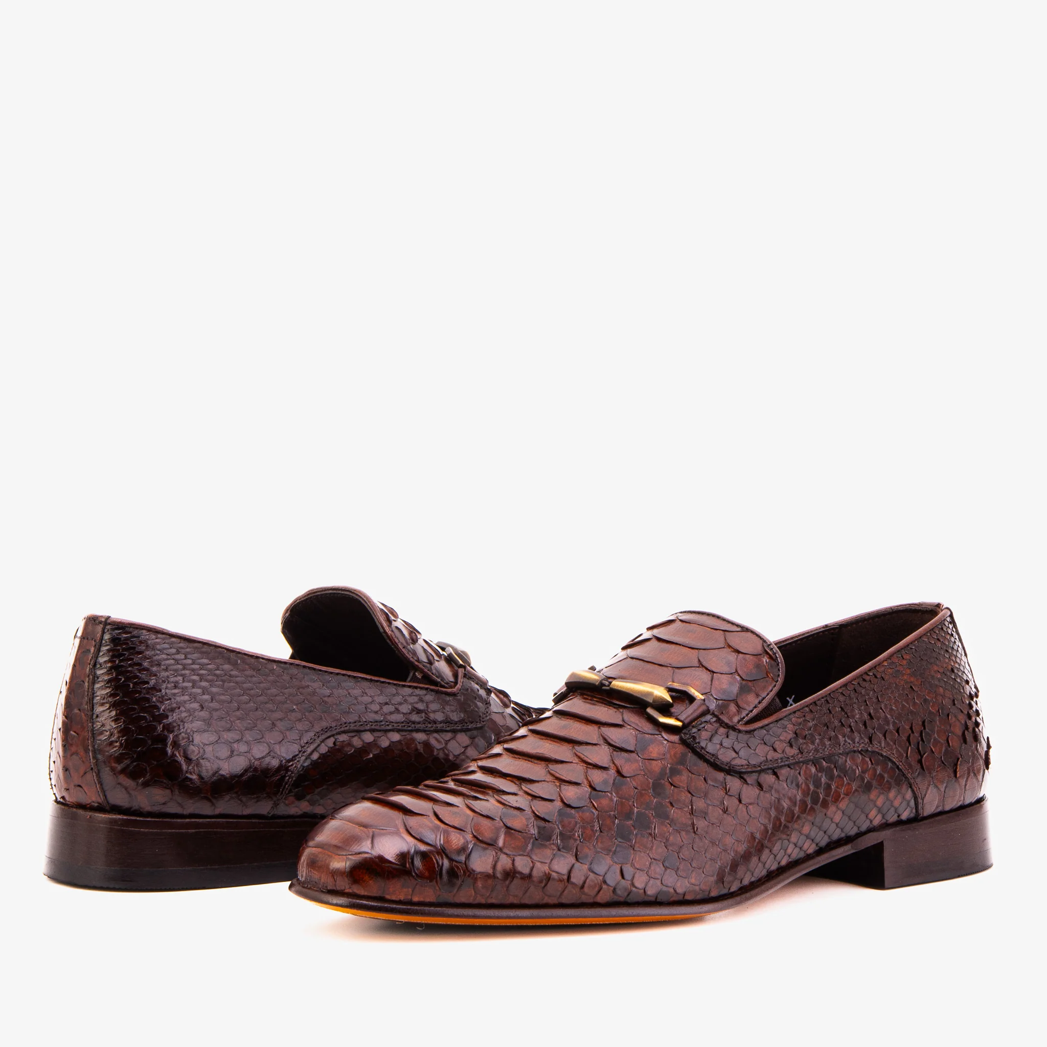 The Viper Brown Python Skin Leather Bit Loafer Men Shoe - Image 3