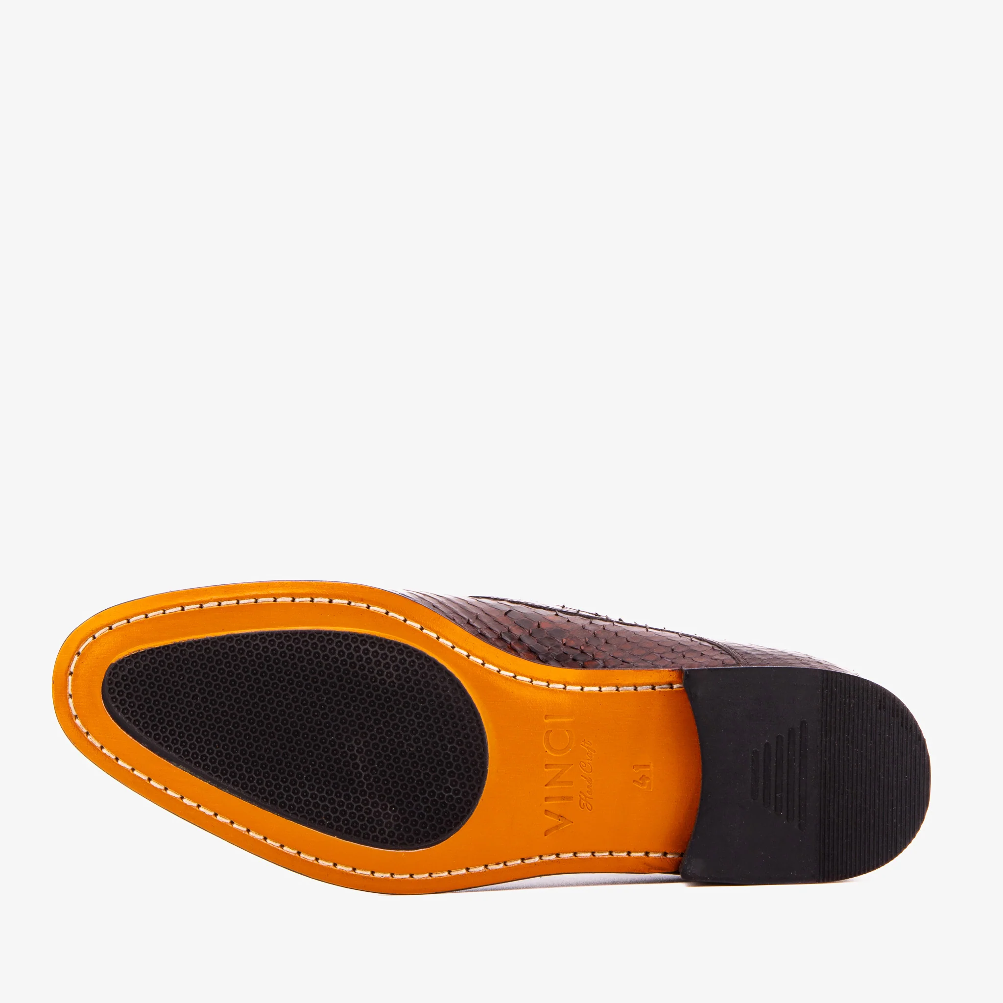 The Viper Brown Python Skin Leather Bit Loafer Men Shoe - Image 7