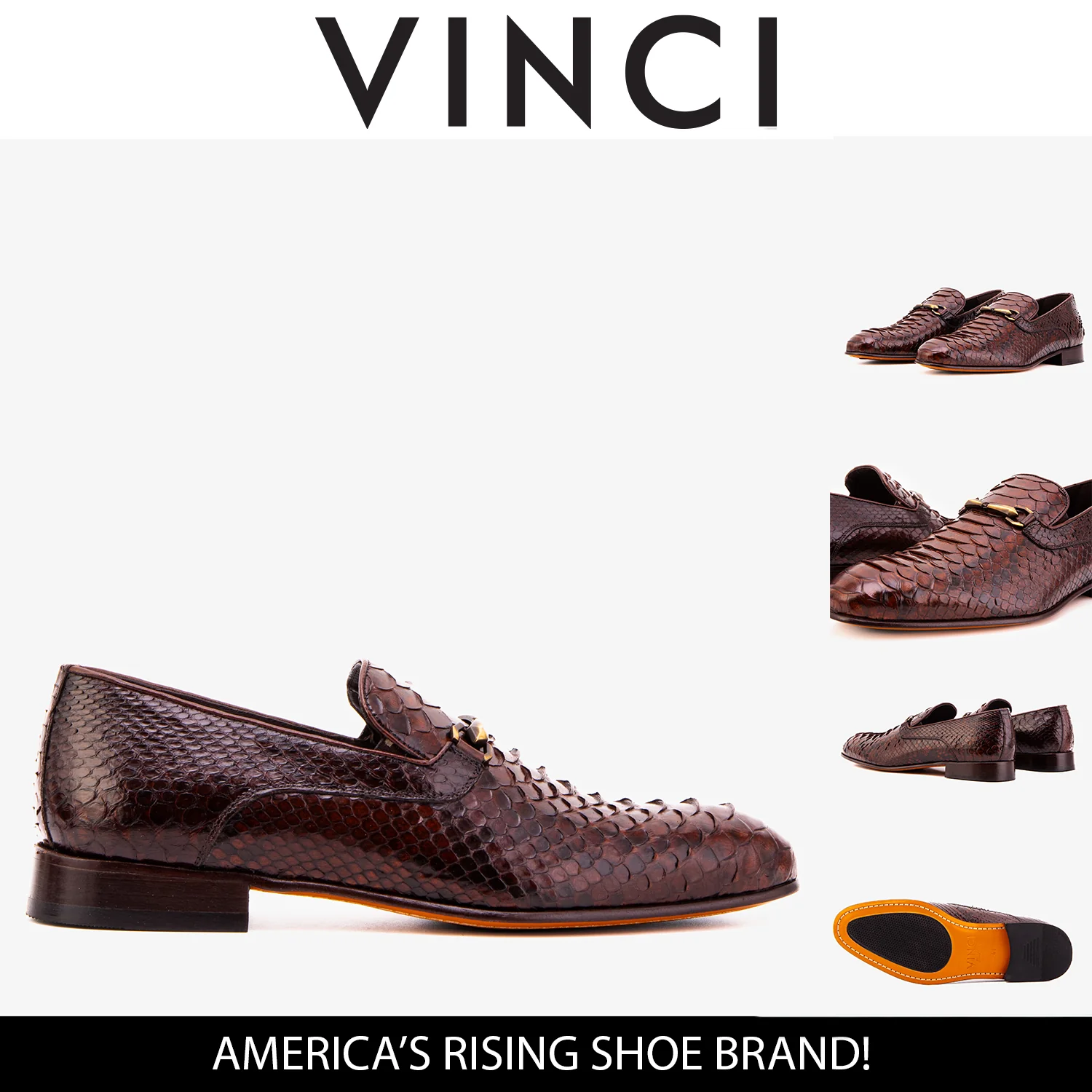 The Viper Brown Python Skin Leather Bit Loafer Men Shoe - Image 8