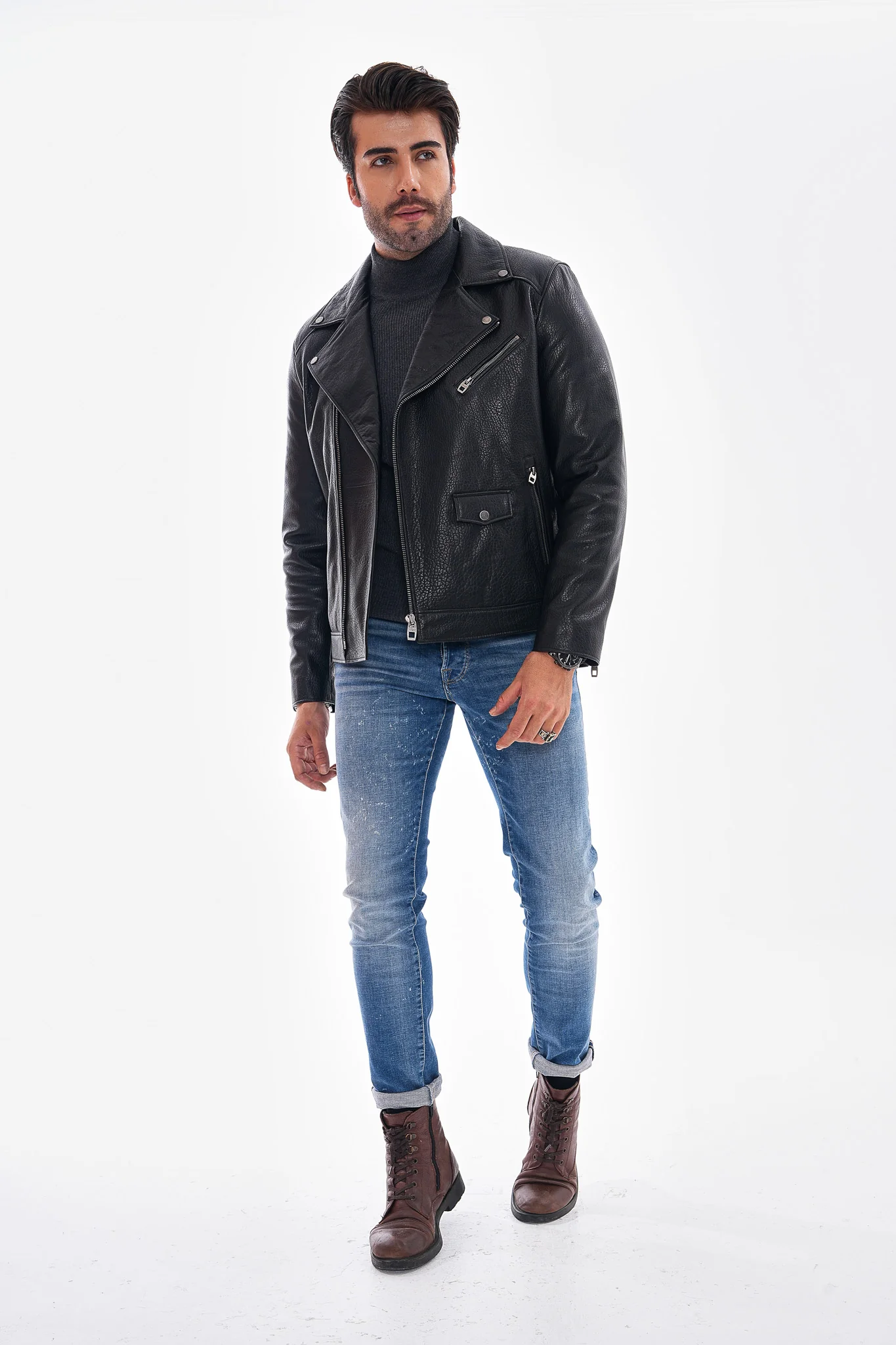 The Volt Textured Black Leather Men Jacket - Image 8