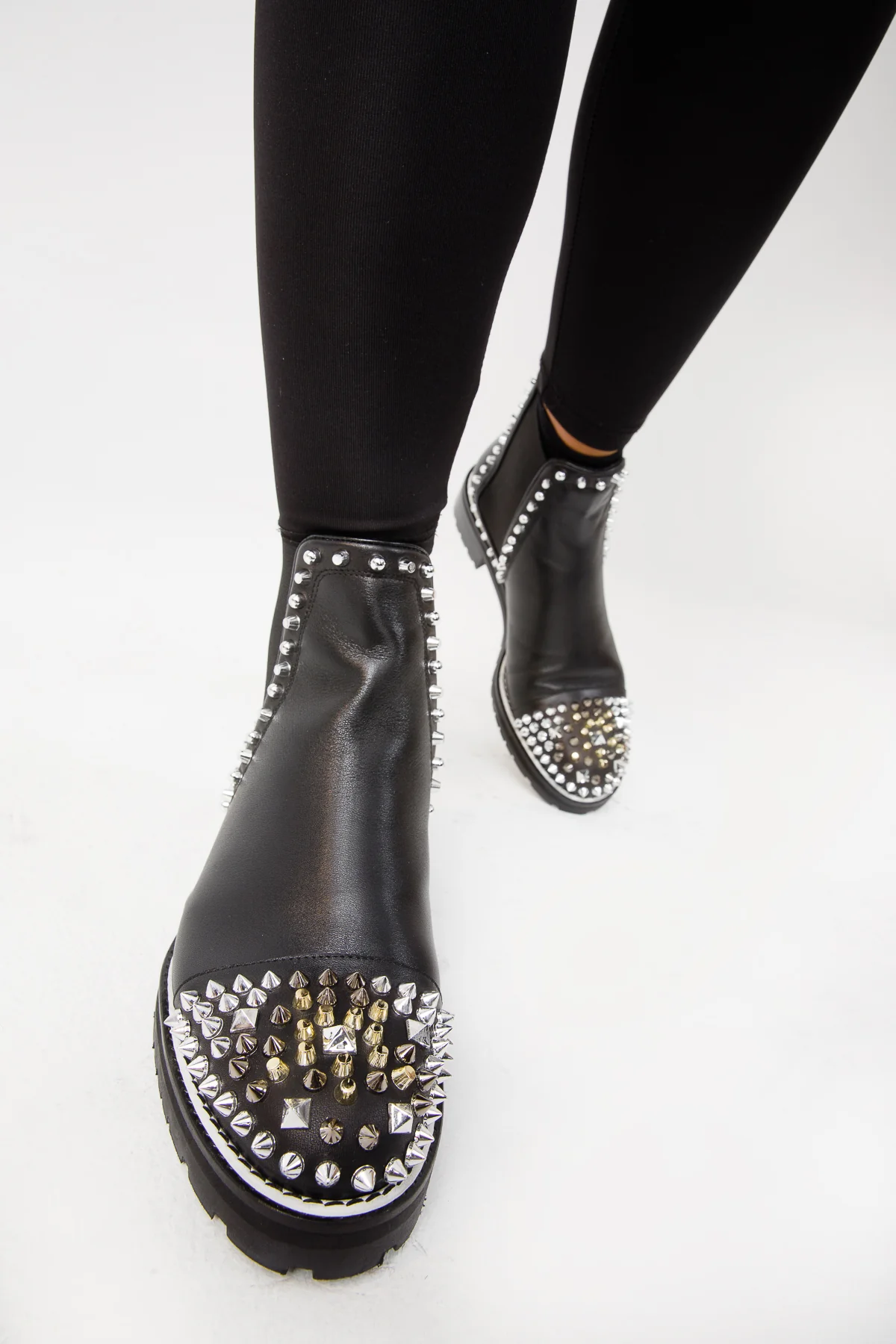 The Vuvulane Black Spike Leather Ankle Women Boot - Image 9