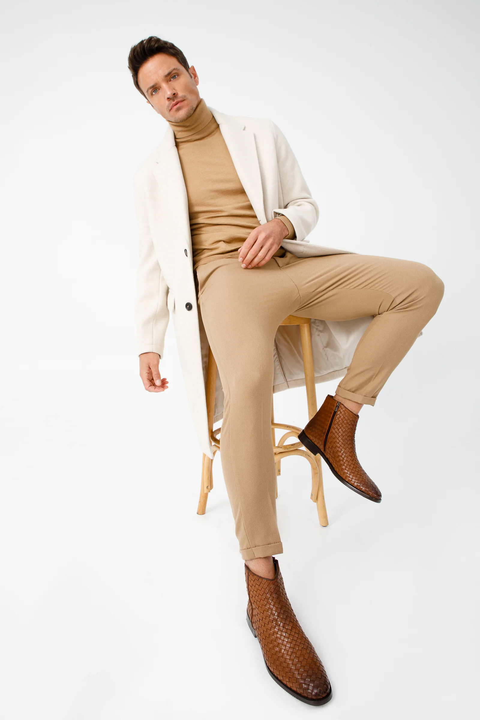 The Wellington Tan Handwoven Leather Men Boot with a Zipper Final Sale! - Image 10