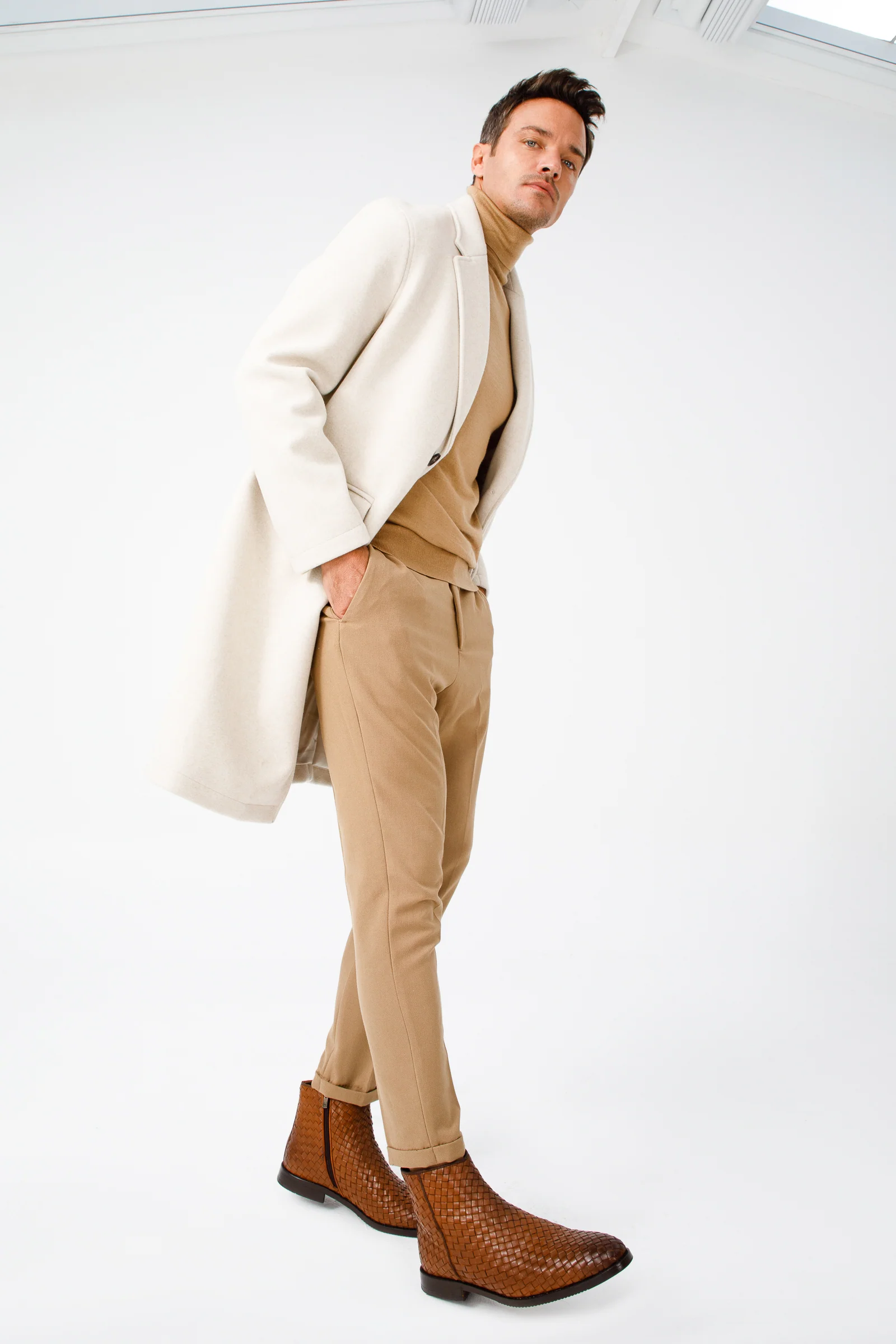 The Wellington Tan Handwoven Leather Men Boot with a Zipper Final Sale! - Image 11