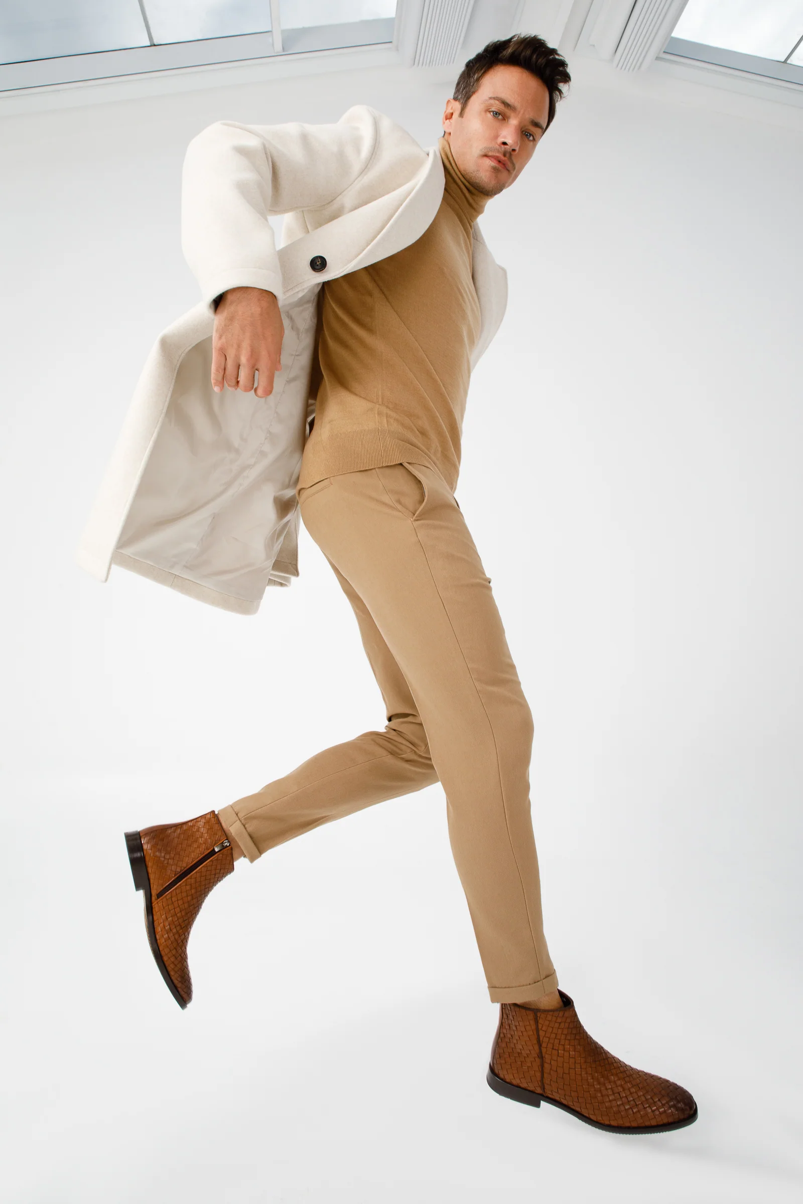 The Wellington Tan Handwoven Leather Men Boot with a Zipper Final Sale! - Image 13