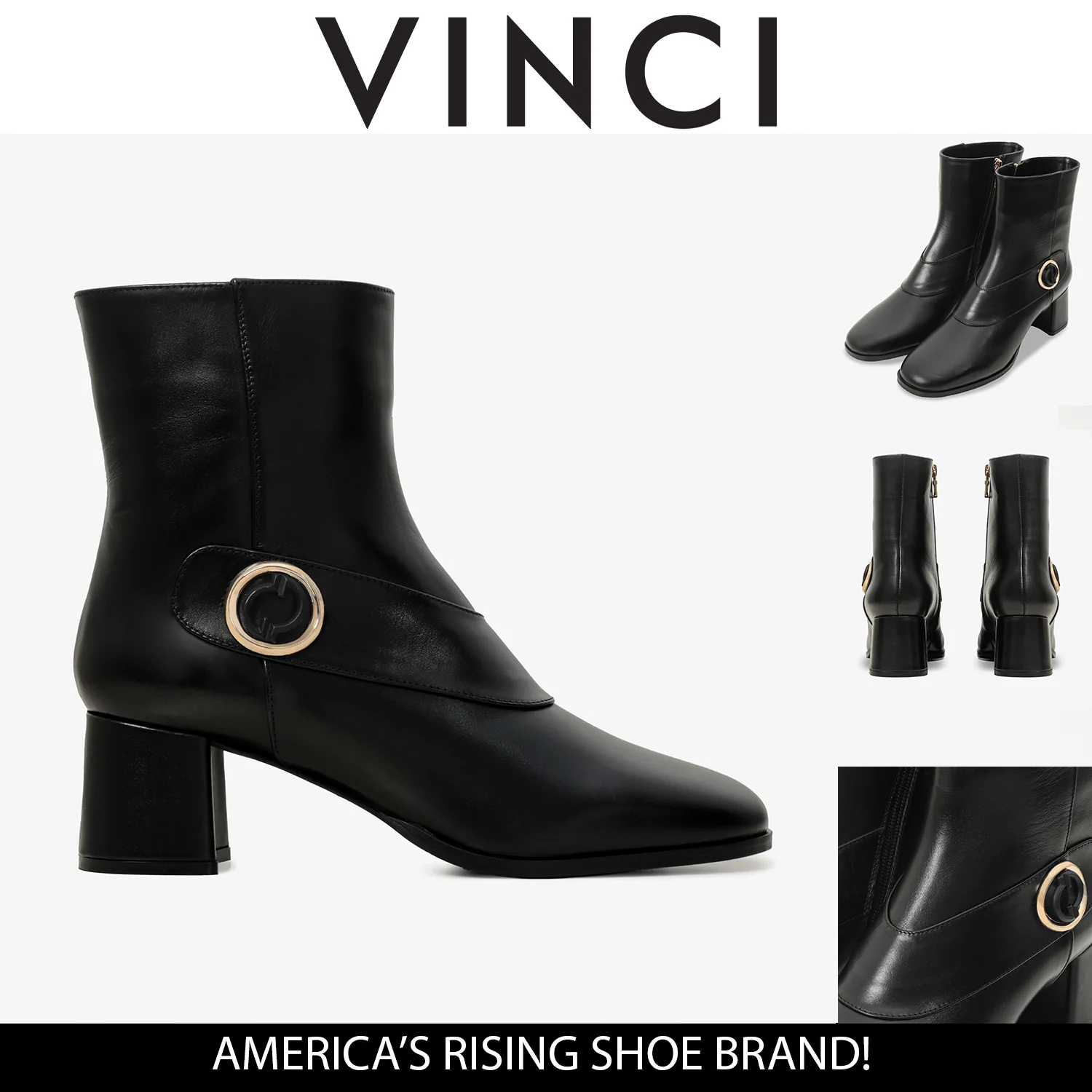 The Windsor Black Leather Block Heel Women Boot - Image 6