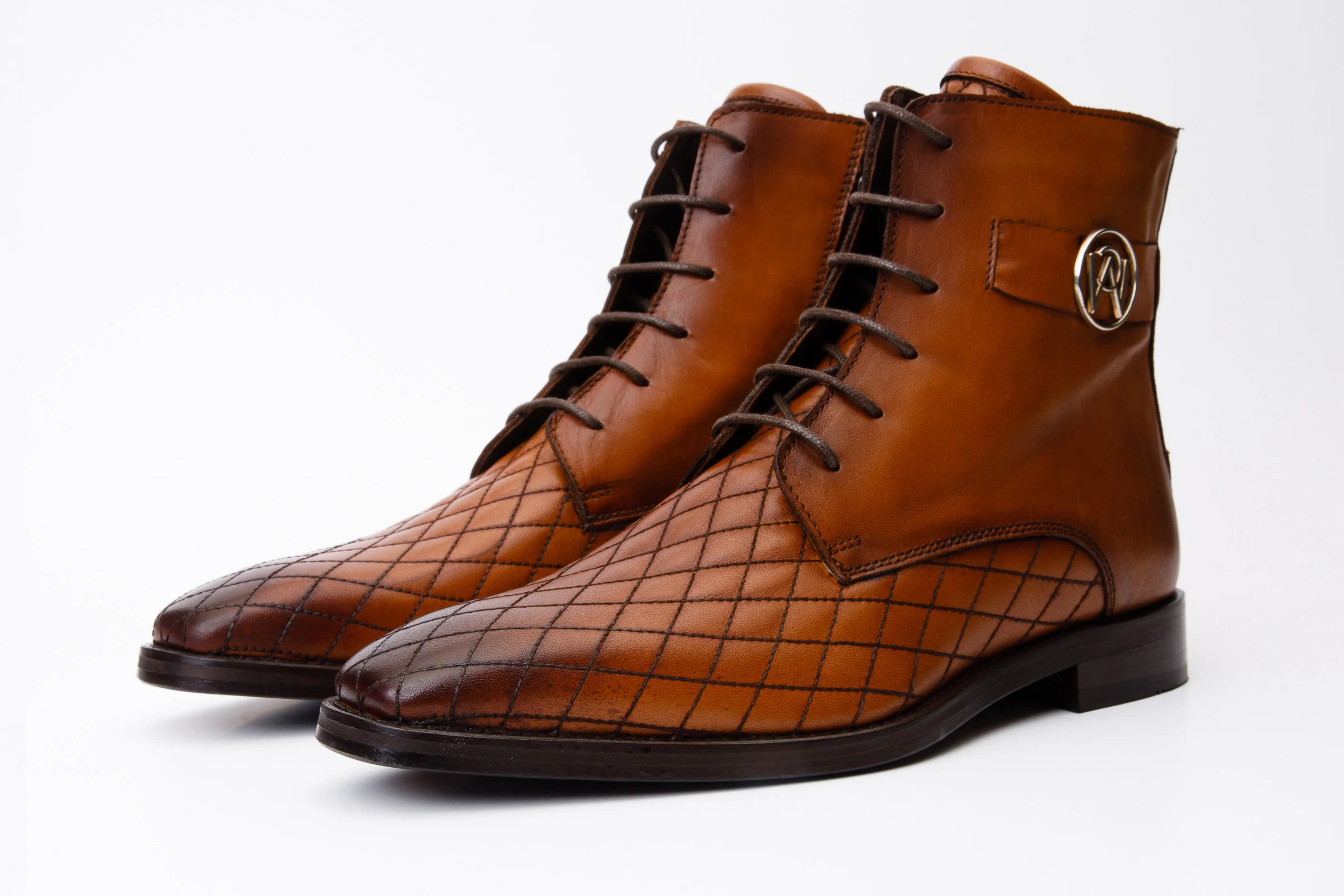 The Zeus Brown Leather Lace-Up Men Boot with a Zipper - Image 2