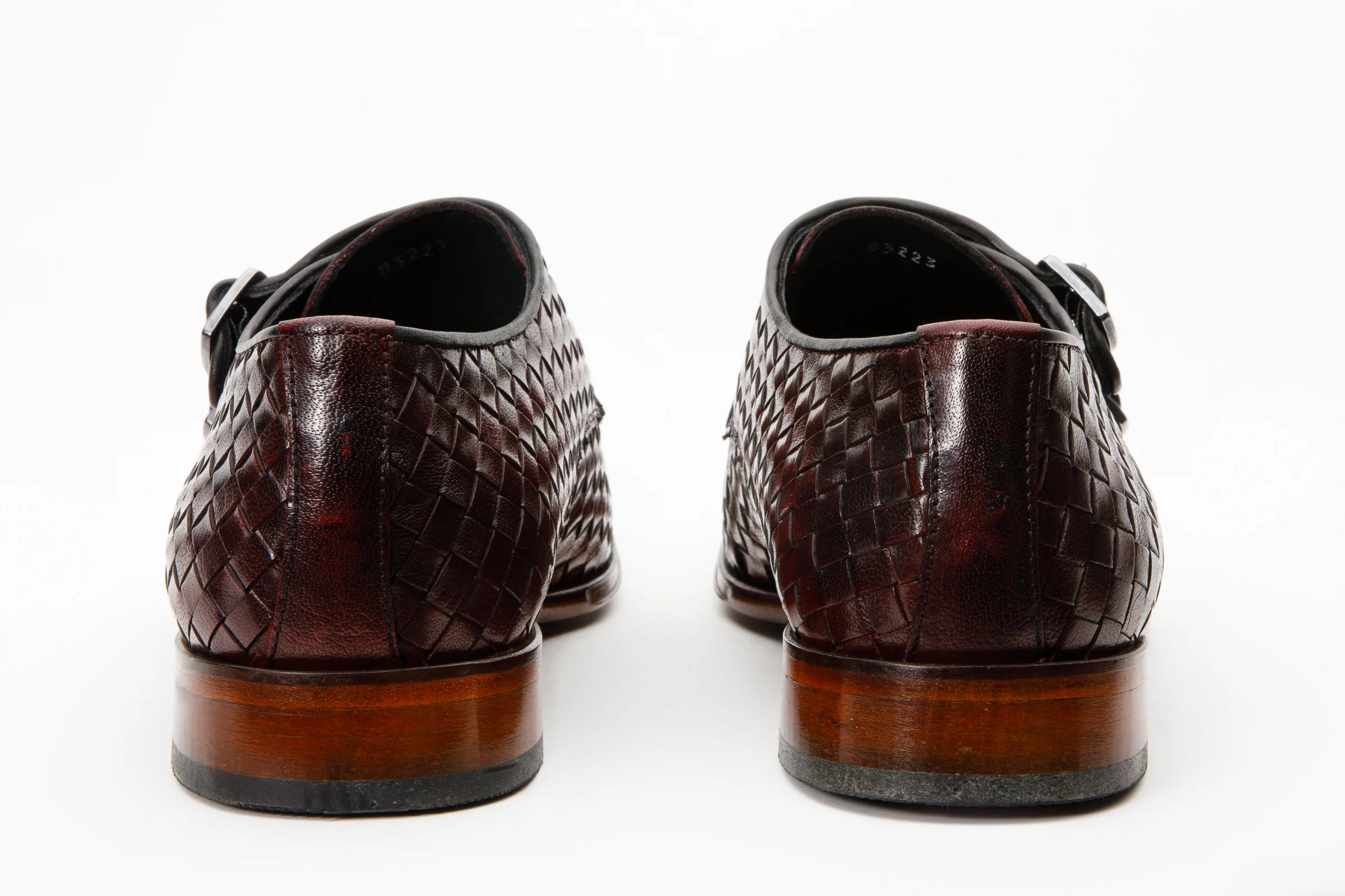 The Turan Burgundy Woven Double Monk Strap Dress Men Shoe - Image 4